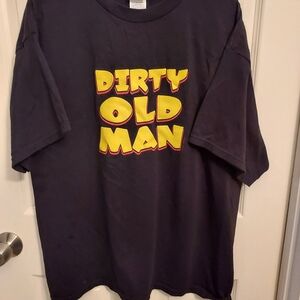 Black Tee with Yellow "Dirty Old Man" Lettering